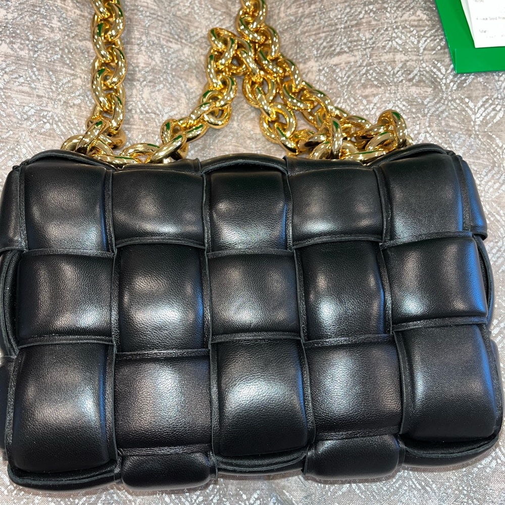 Bottega Veneta Cassette Gold Chain Crossbody Bag Padded Maxi Intrecciatoleather